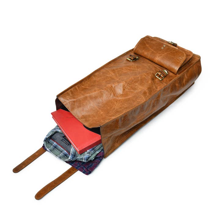 Dotch Leather - Vente Sac à dos – homme - Sac à dos en cuir à fermeture roulante DuVall - Tan6