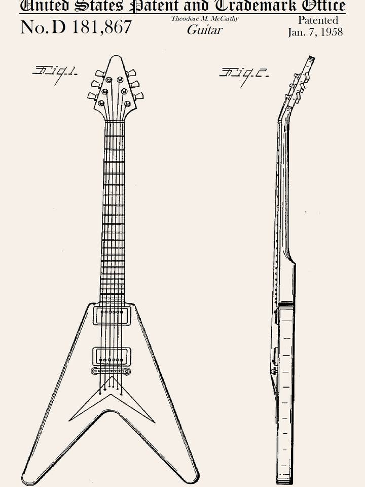 Cartão de saudação diária Flying V Guitar por atacado de PATENT PRESS GREETING CARDS
