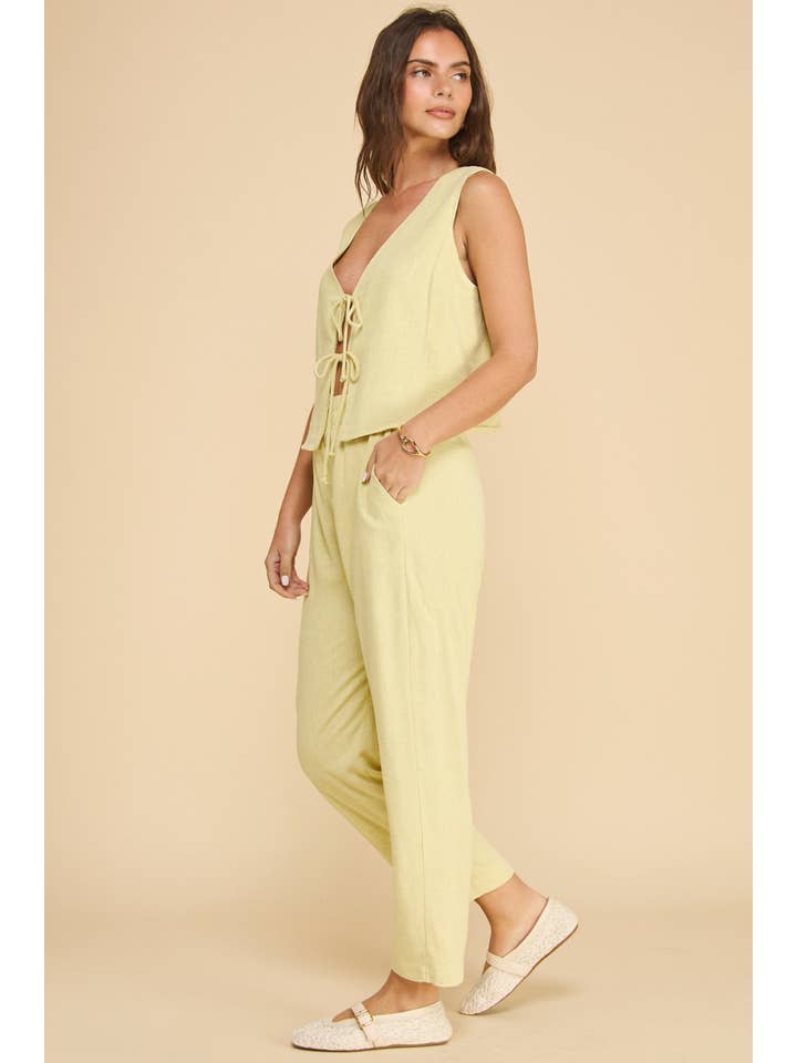 ISB1349 Linen Tie Vest Yellow for wholesale on Faire