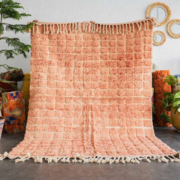 Marokkaans tapijt in perzik, shag-tapijt, Berbertapijt, vloerkleed van 9x12 vlakken voor wholesale door Moroccan Woven Treasures
