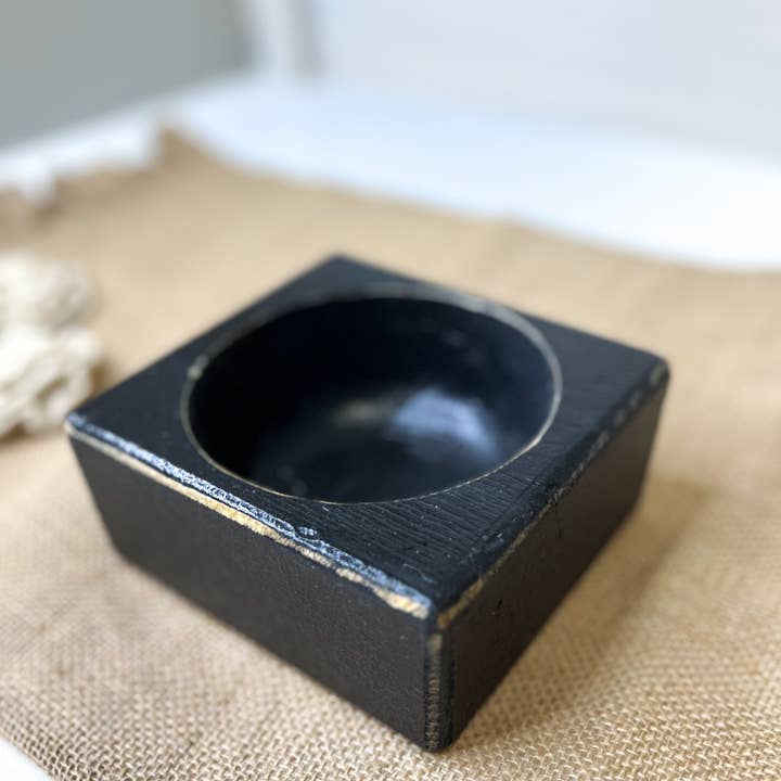 Wood Bowl Candle Supply - Venta al por mayor Candelabros - Molde cuadrado para queso con 1 agujero, cuenco de madera listo para velas, 5.5 x 5.5 pulgadas