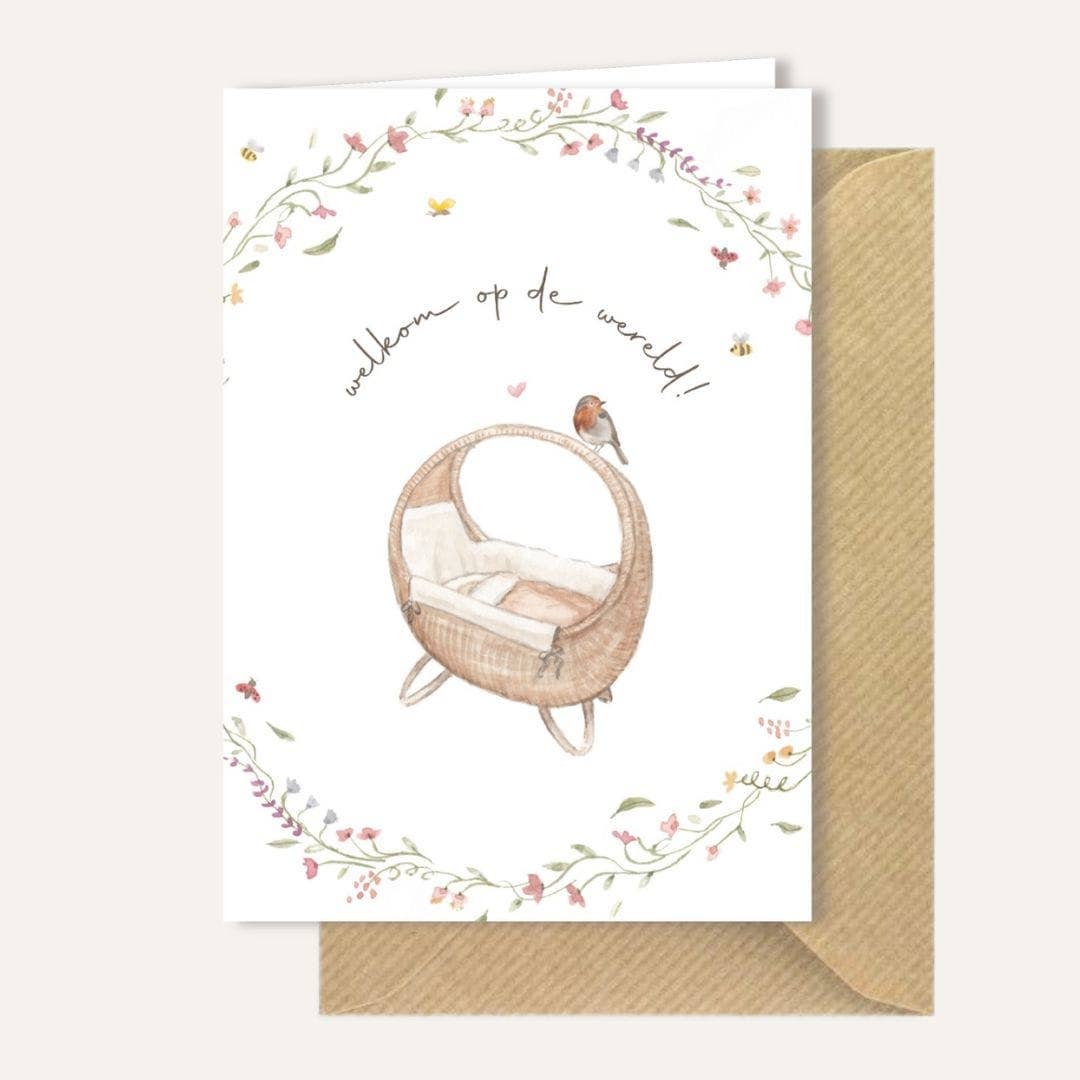 Studio Myrthe - Vente Cartes bébé - Carte de vœux « Welcome to the world »0