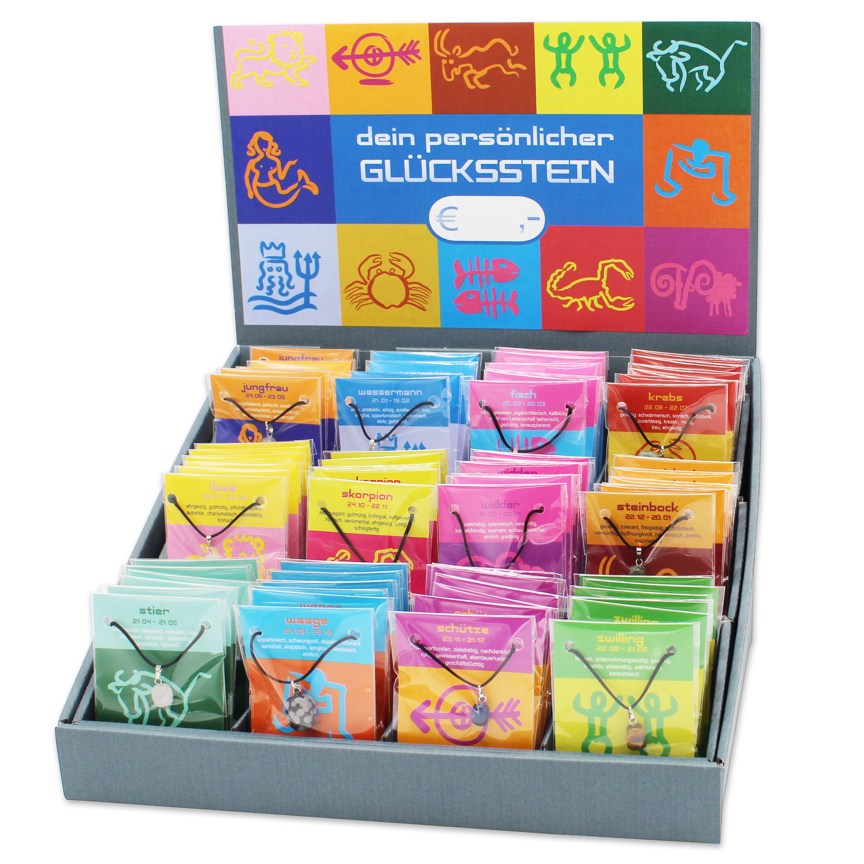 JOJO Geschenke – wholesale Andlig sten/kristall – Assortiment av lyckostenar med zodiaksymboler0
