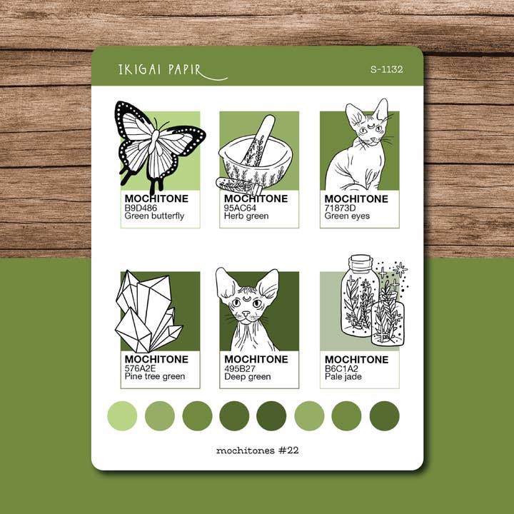 Folha de adesivos Mochitones #22 (Bruxa do Jardim) por atacado de Ikigai Papir