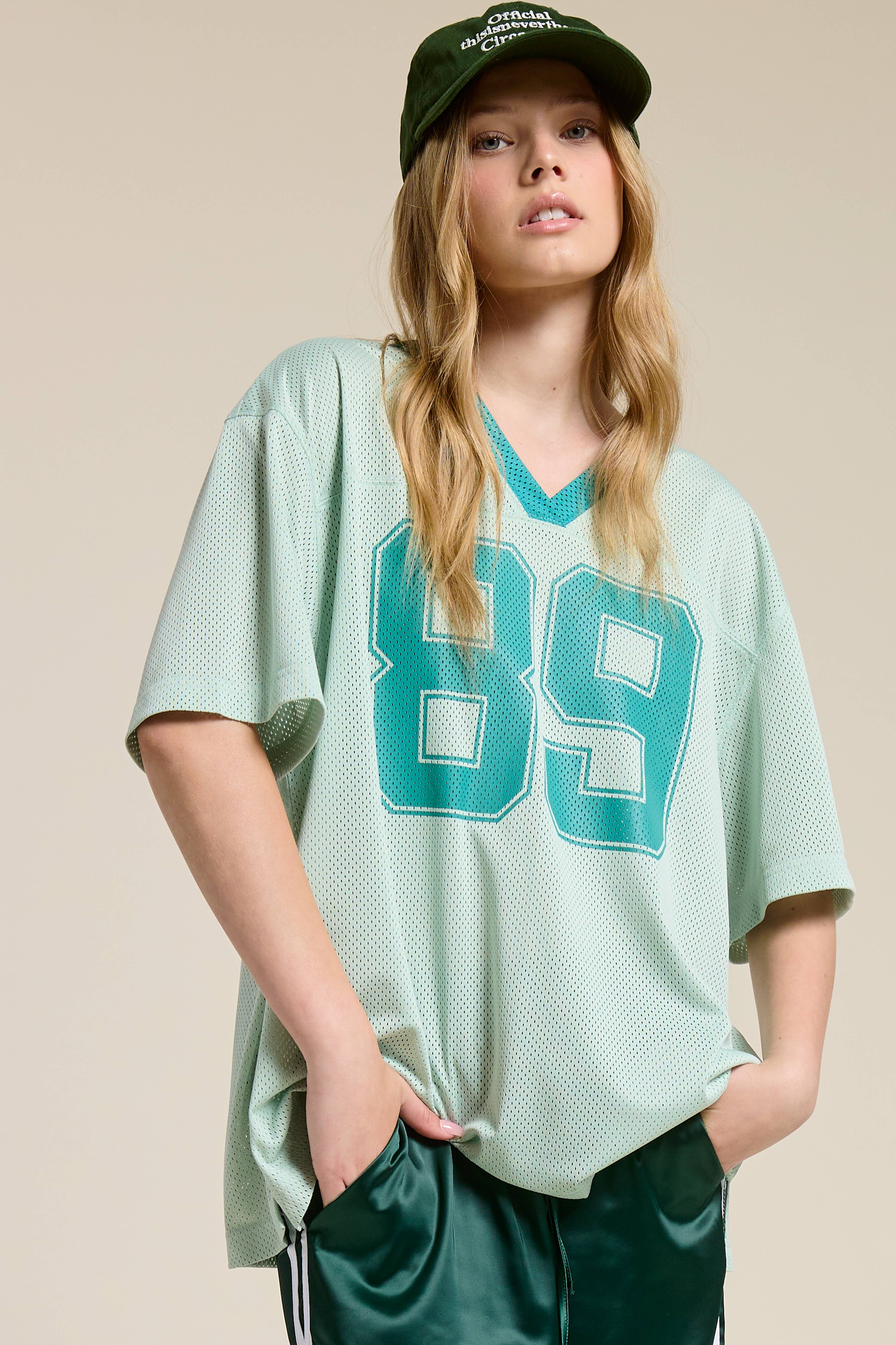 Mimosa - Wholesale T-Shirt - Women's - Sporty V Neck Short Sleeve Jersey Top with 89 Graphic Print20