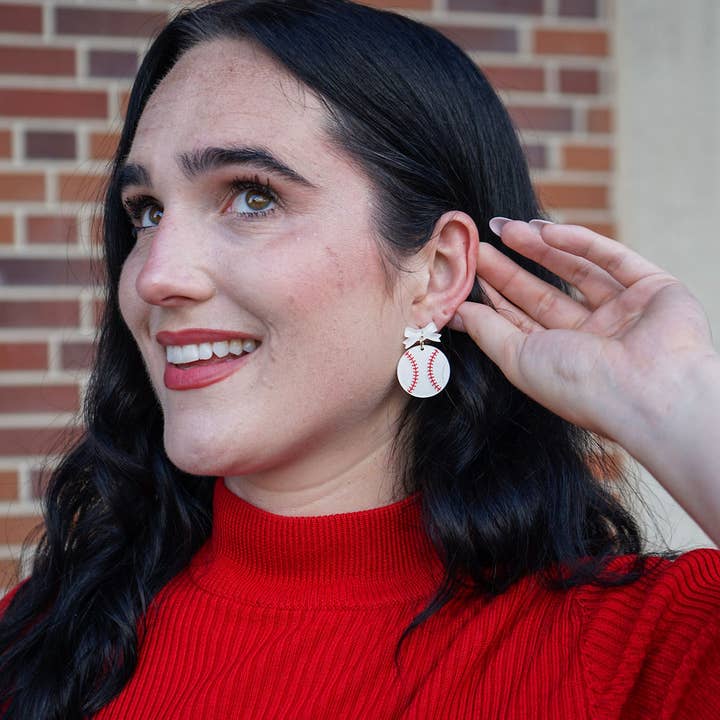 Spiffy & Splendid - Wholesale Dangle Earrings - Bow Baseball Earrings // Jewelry, Earrings, Game Day6