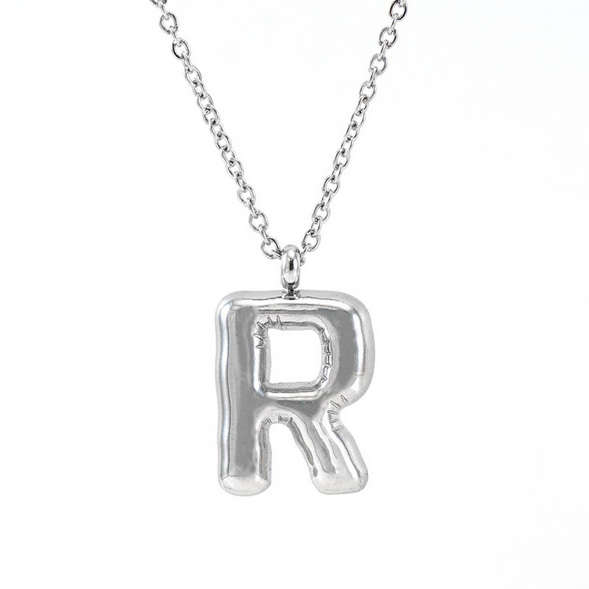 NINEXIS - Wholesale Pendant/Charm Necklace - CWAJE1946_Steel Color Bubble Letter Necklace17