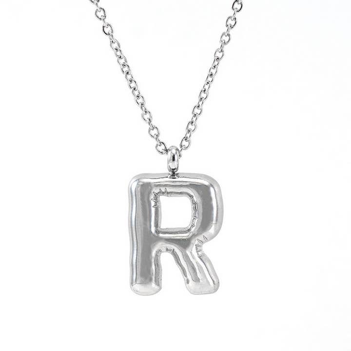 NINEXIS - Wholesale Pendant/Charm Necklace - CWAJE1946_Steel Color Bubble Letter Necklace22