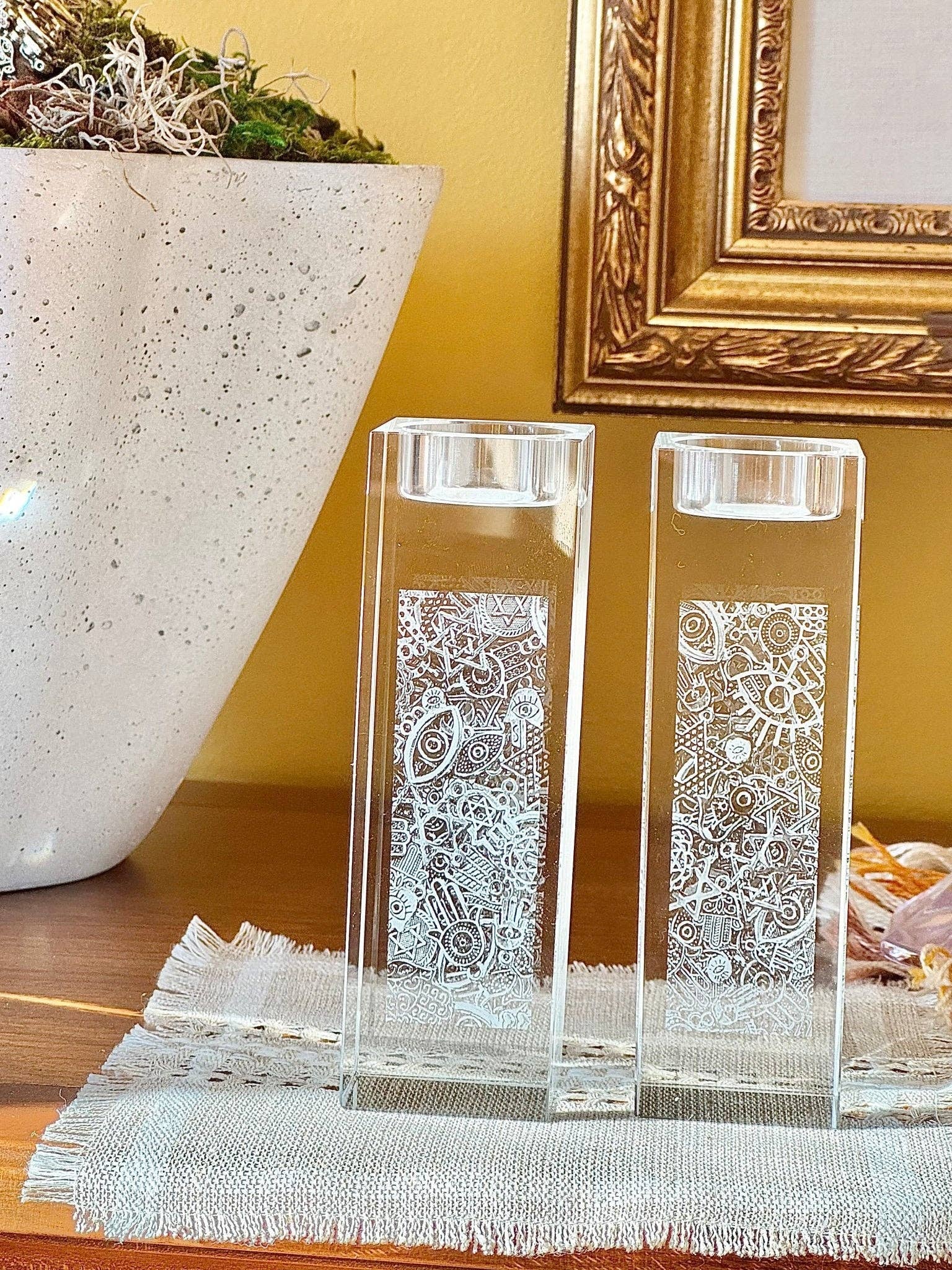 JEWISHJOY.co - Wholesale Candle Holder - Crystal Tealight Shabbat Candlesticks - Judaica Gift3