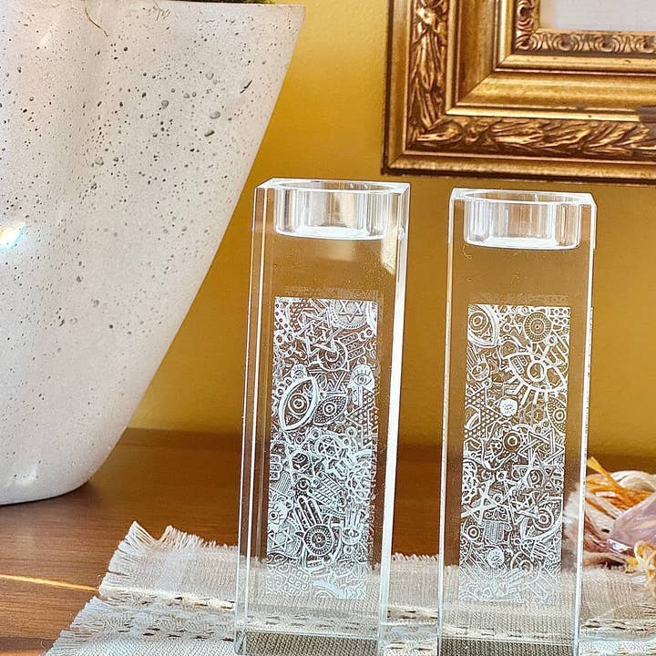 JEWISHJOY.co - Wholesale Candle Holder - Crystal Tealight Shabbat Candlesticks - Judaica Gift3