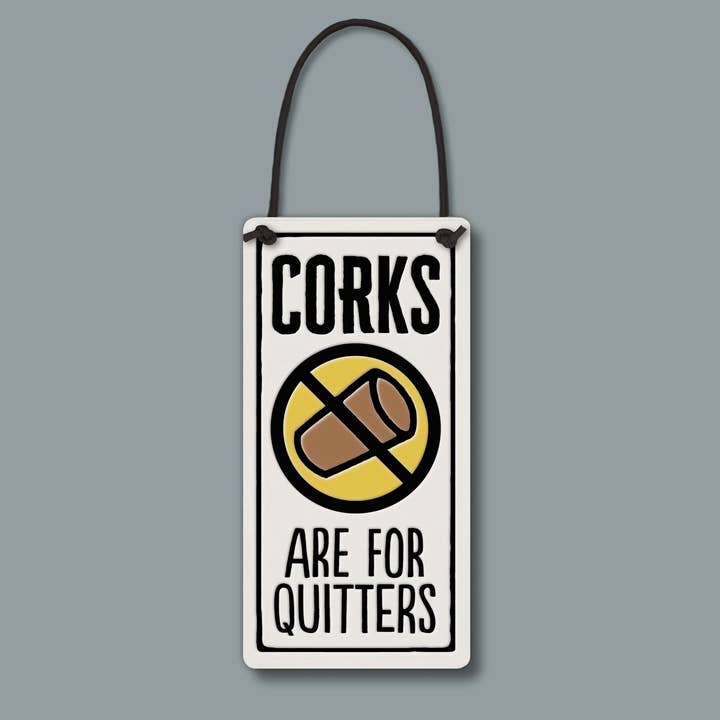 4076 - Corks and Quitters Wine Tag for wholesale by Macone Clay / Spooner Creek