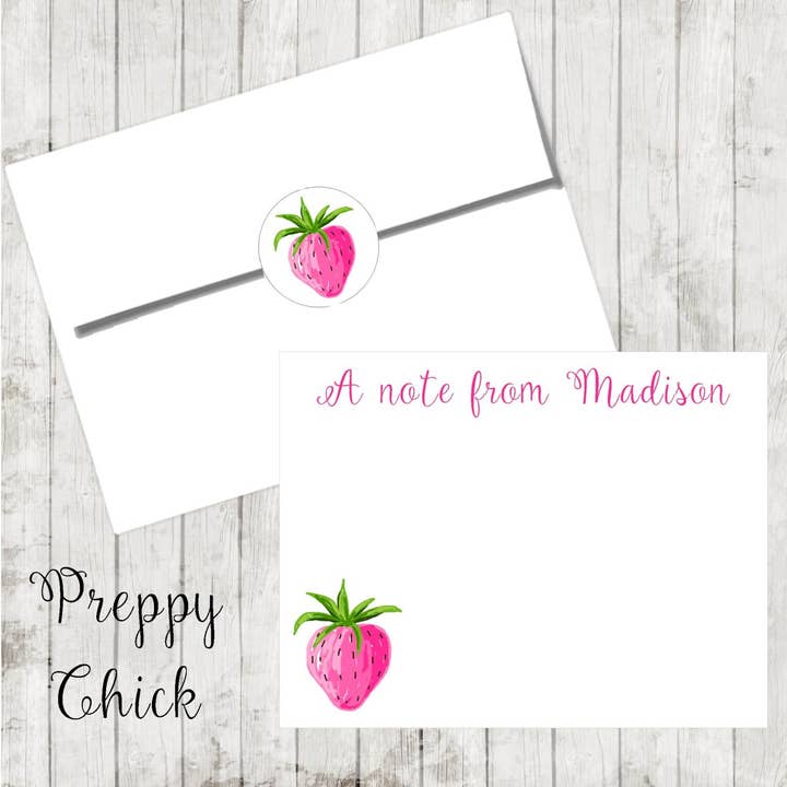 Juego de papelería de tarjetas personalizadas de fresa, set de 24. para venta al por mayor de Moman Sales, Inc.