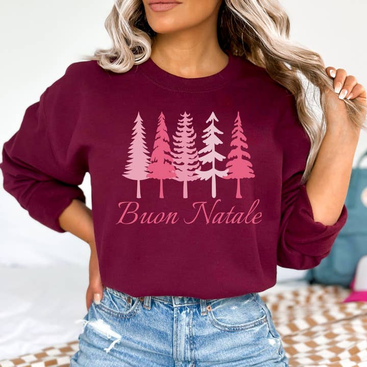 Buon Natale Crewneck Sweatshirt,Italian Christmas Sweatshirt for wholesale by Sweet party Place