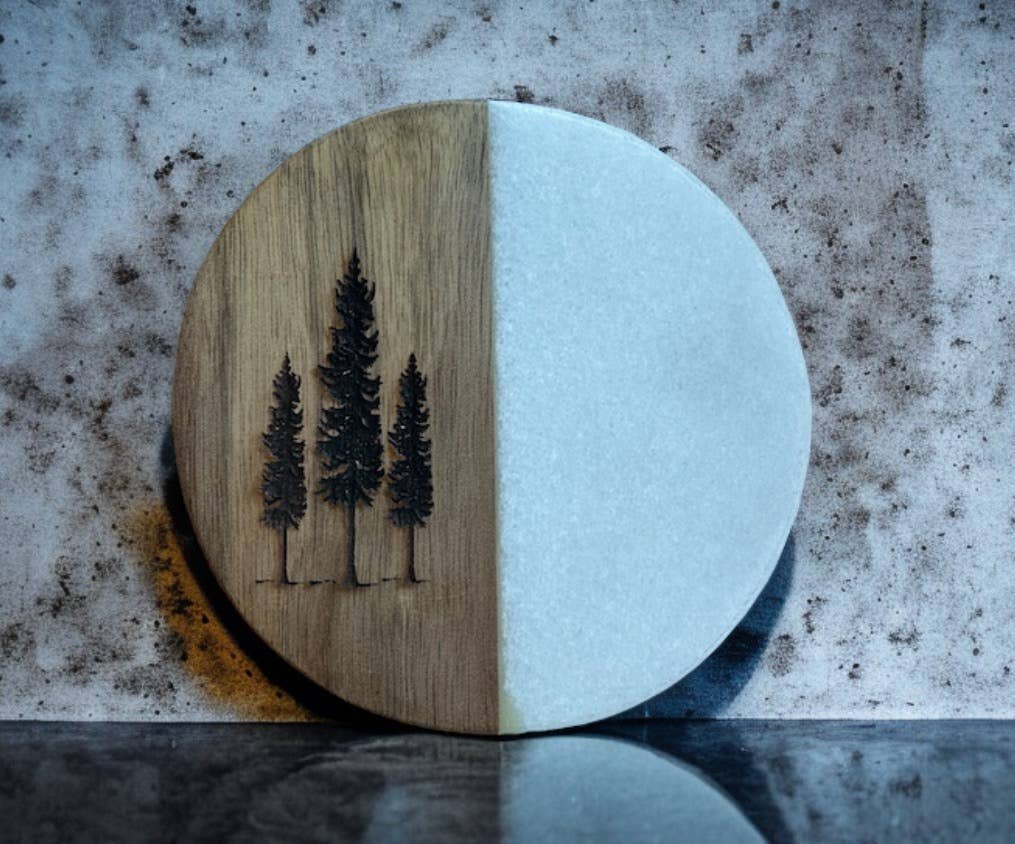 MT ENGRAVED - Wholesale Coasters - Trees Engraved Marble Coaster1