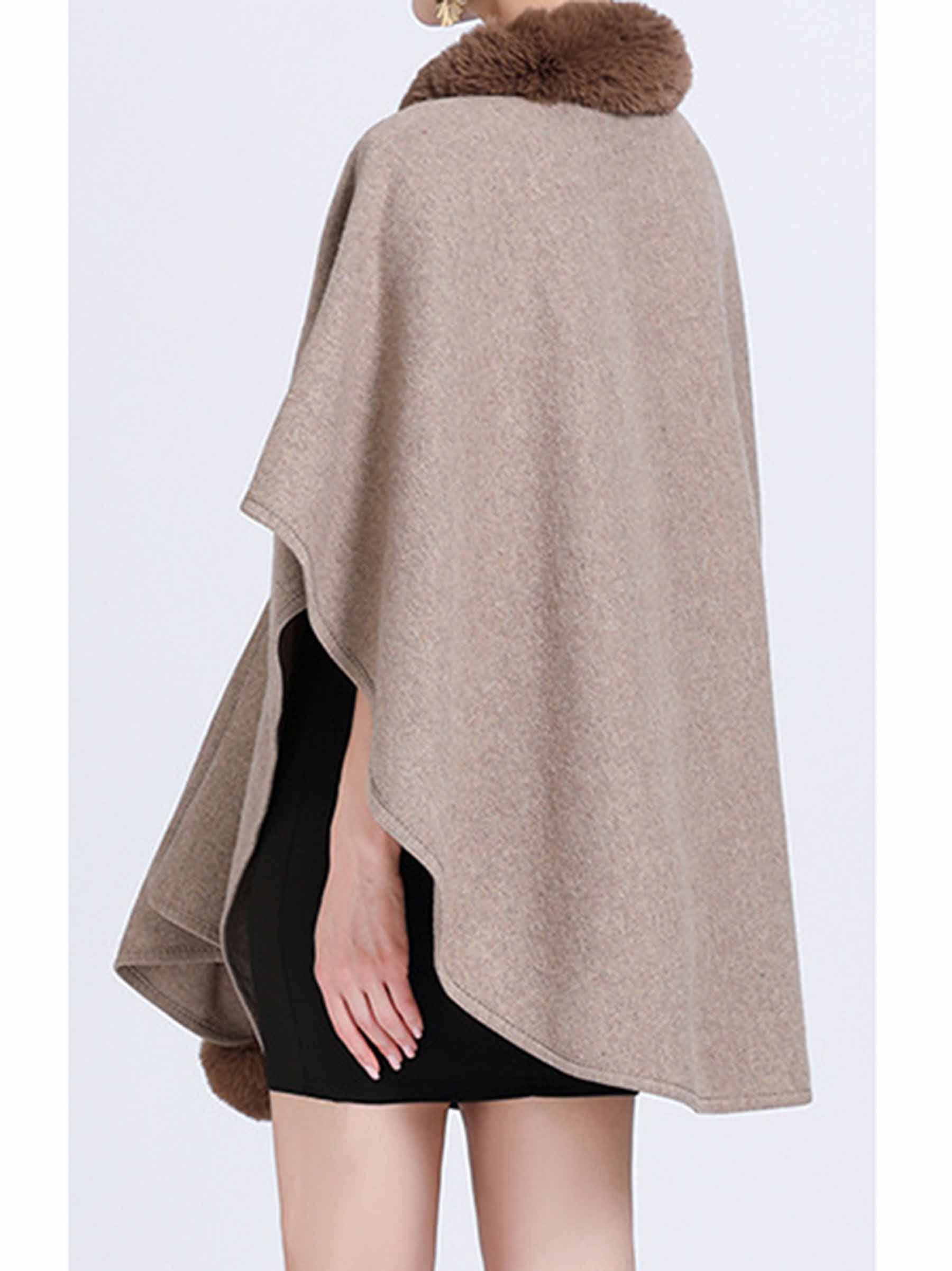 Wholesalesir - Wholesale Wrap - Women's - Hairy Collar Cloak Shawl0