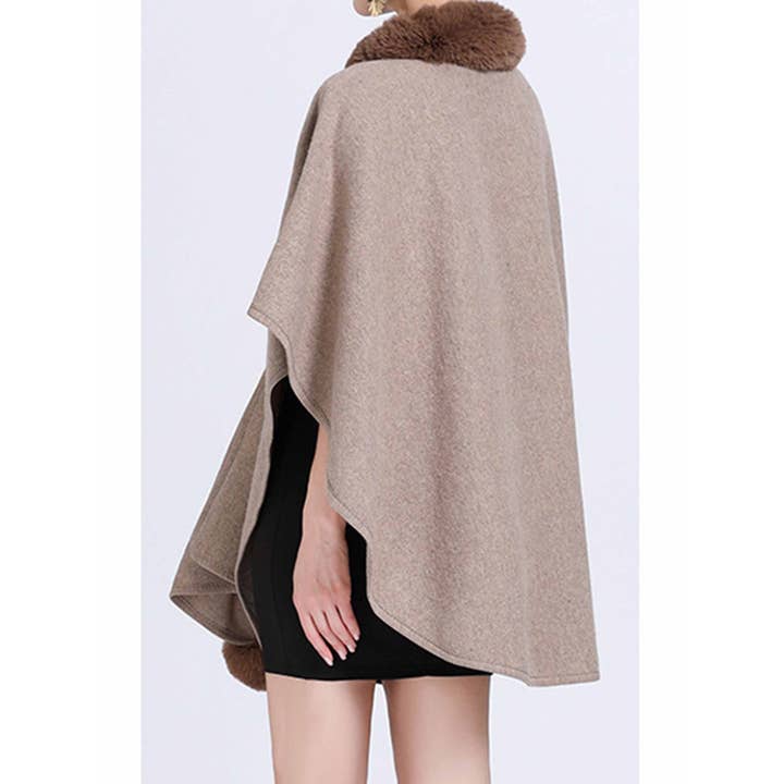 Wholesalesir - Wholesale Wrap - Women's - Hairy Collar Cloak Shawl