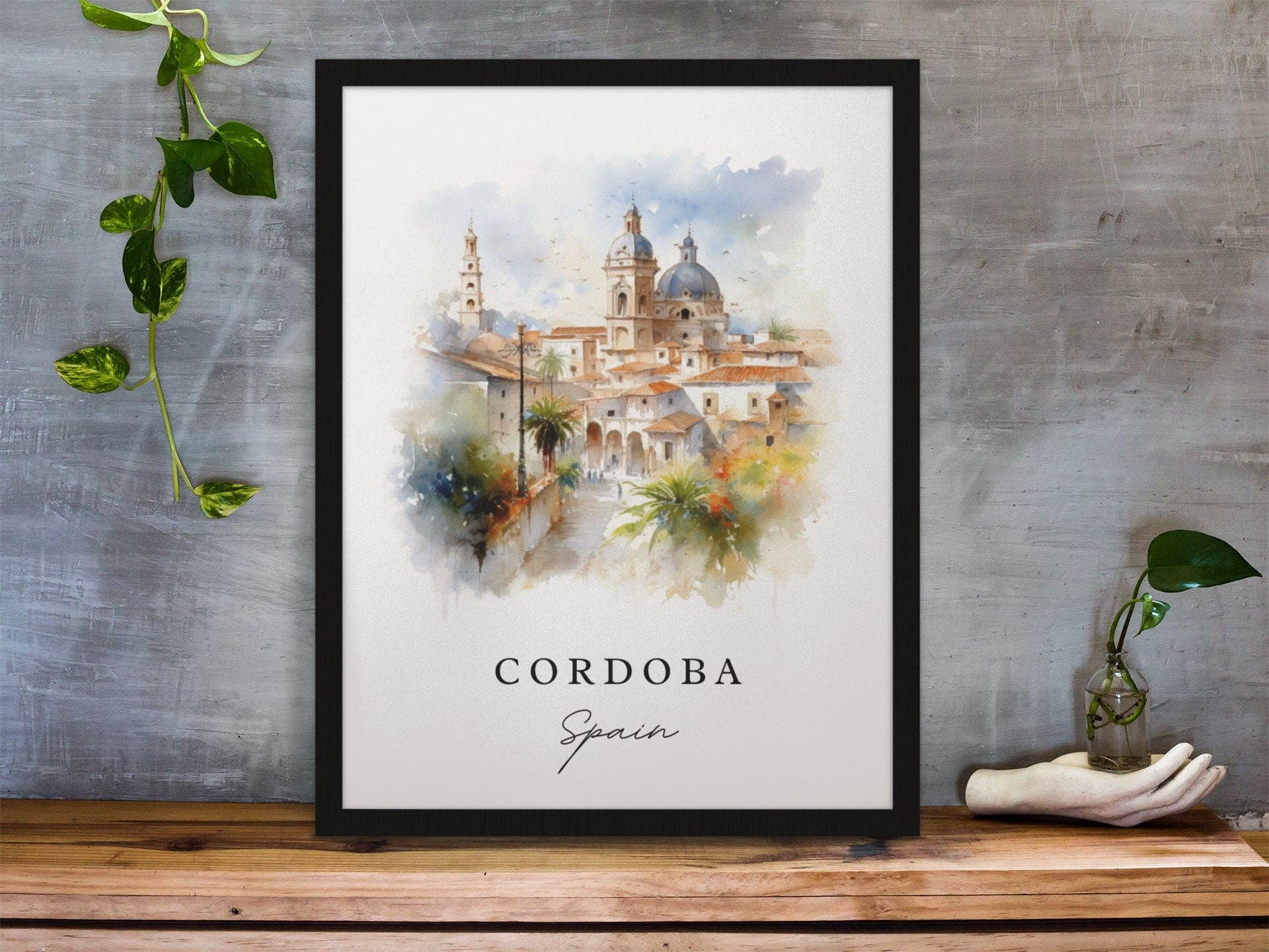 Premium Travel Art - Wholesale Art Print - Cordoba traditional travel art - Spain, Cordoba poster, Wedding gift, Birthday present, Custom Text, Personalized Gift