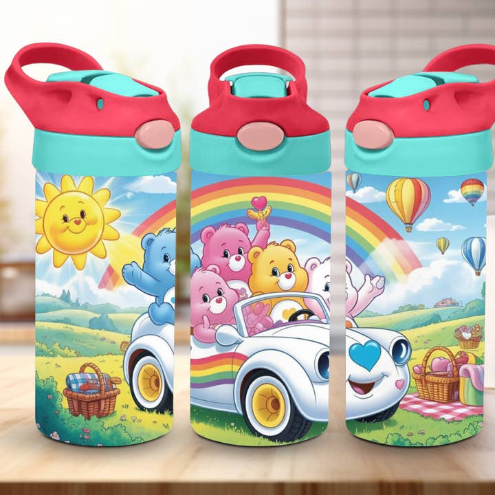Cute Bears, Rainbow Flip Top Kids 12oz Water Tumbler for wholesale by AvaryMaeInspirations