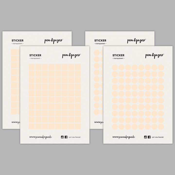 Sticker sæt - gennemsigtige prikker & firkanter - VANILLA for engroshandel hos pen & pages