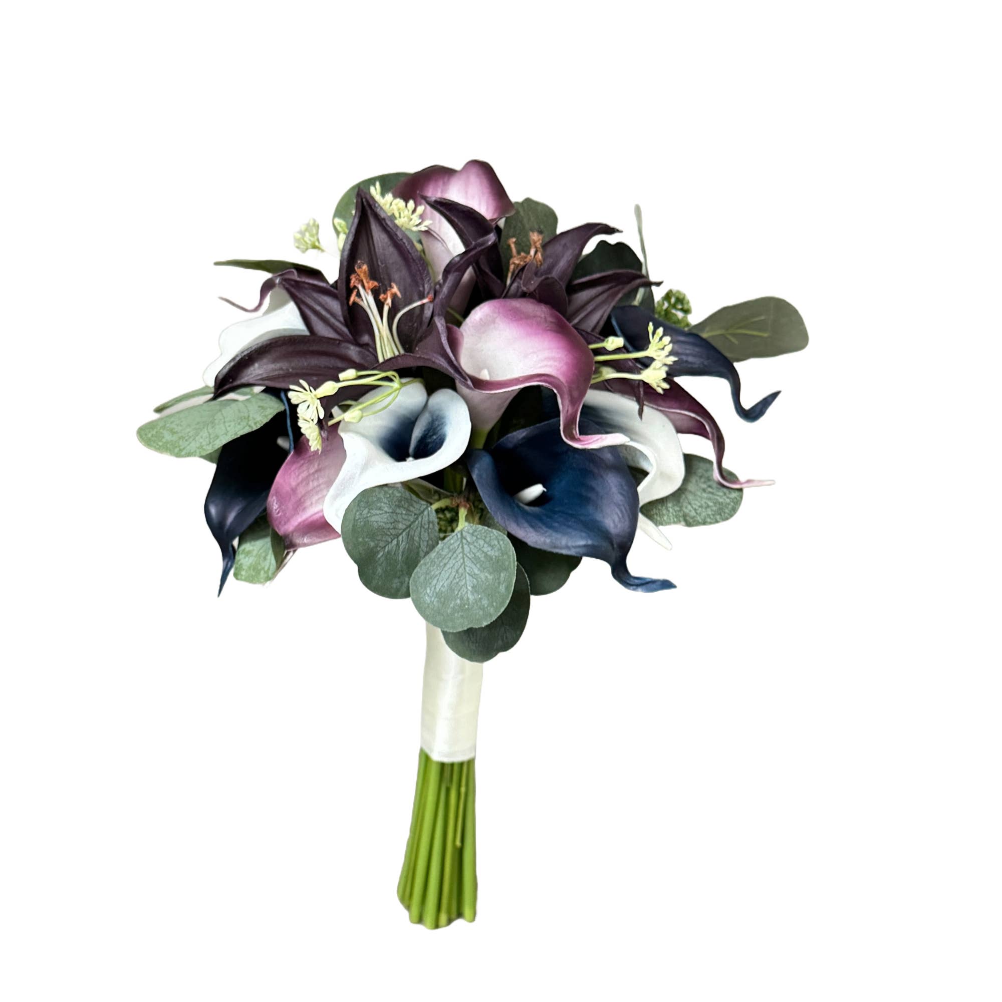 Angel Isabella - Wholesale Artificial Flowers - Pack of 10-Lifelike Real Touch Calla lily-Navy Collection1