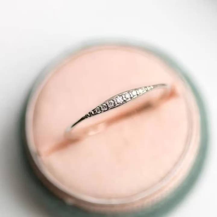 GEMPARA - Wholesale Cocktail/Statement Ring - Dainty Moissanite Stacking Ring- Gold Minimalist in Silver 3