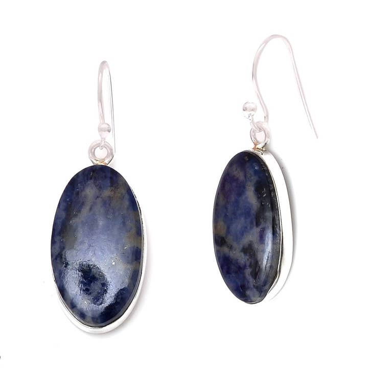 Canadese sodaliet 925 massief sterling zilveren haakvormige oorbellen E330 voor wholesale door SARAH DESIGNS JEWELRY