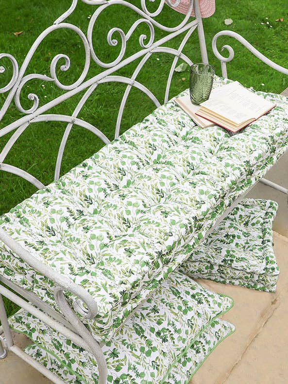 Meadowbrook Botanical Leaf Print Garden Bench Seat Pad for wholesale by Dibor