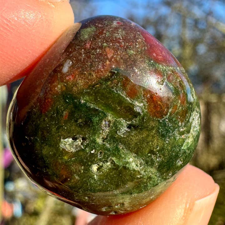 Ocean jasper tumble 15-25mm polished green gem stones by Elf for wholesale by Elf Kendal Hippies