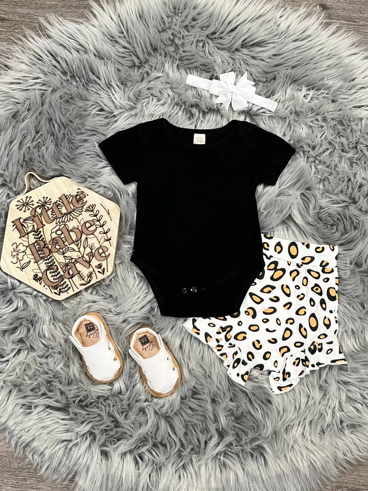 Black Top & Leopard Bloomer for wholesale by Two Cute Boutique LLC