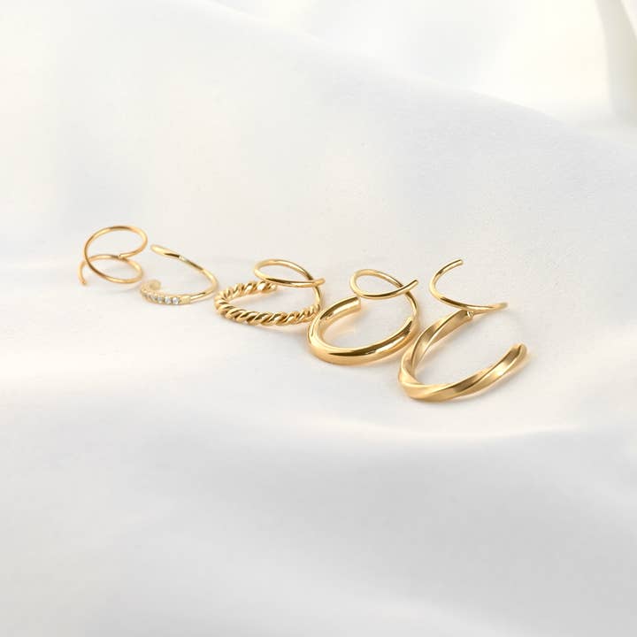 Blueyejewelry - Vendita all'ingrosso Orecchini a cerchio - Orecchini a Cerchio a Spirale Dorata - Orecchini a Torsione Impermeabili9