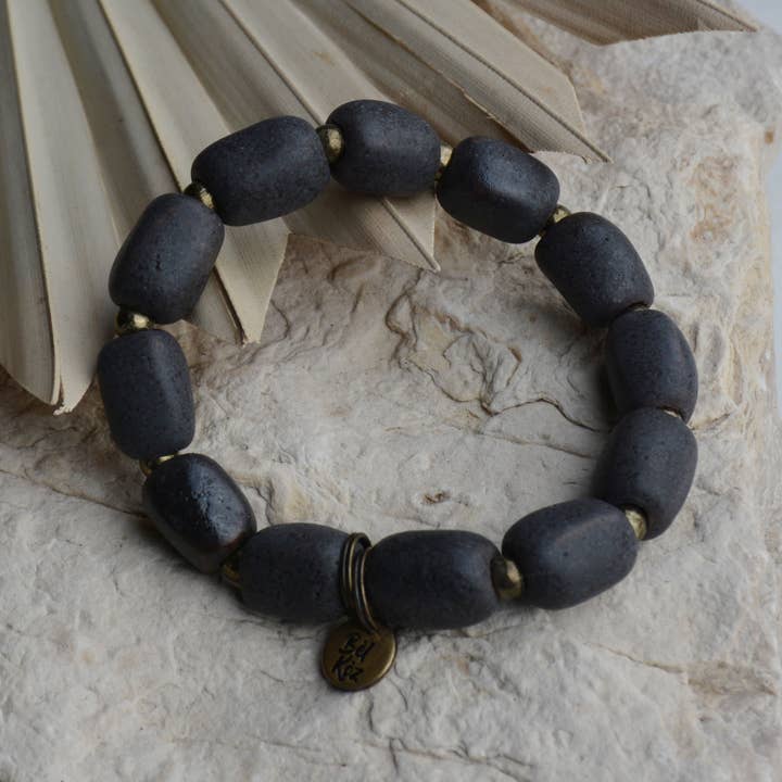 Slate | Bel Koz Chunky Clay Bead Bracelet for wholesale by Bel Koz Haiti