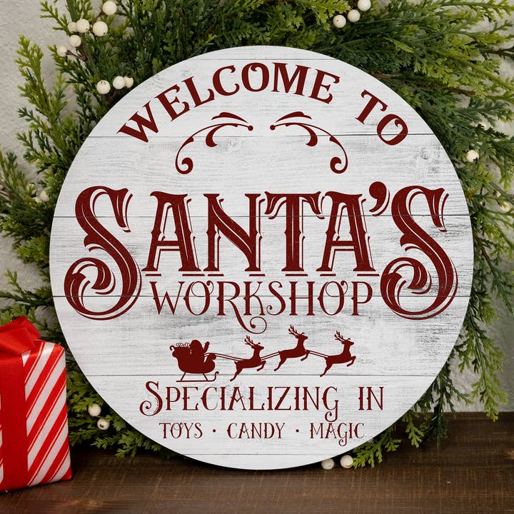 Santa's Workshop houten deurhanger B3-00140006010 voor wholesale door Chico Creek Signs