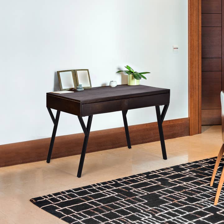 Spitiko Homes Consoletafel met 2 lades Walnoot Hout & Metaal voor wholesale door Spitiko Homes