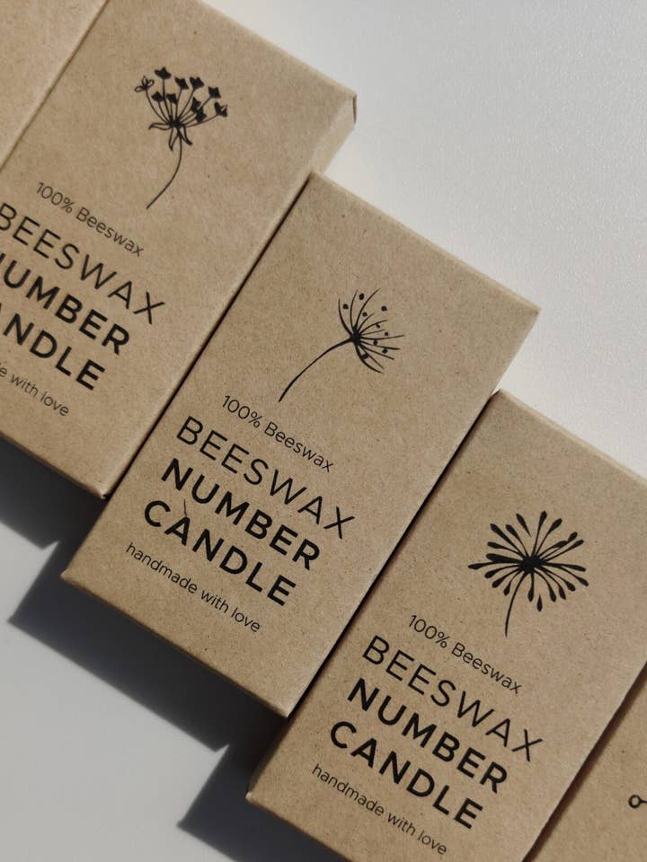 Bougies numérotées en cire d'abeille | Lot de 10 pièces 0-9 pour la vente par korys