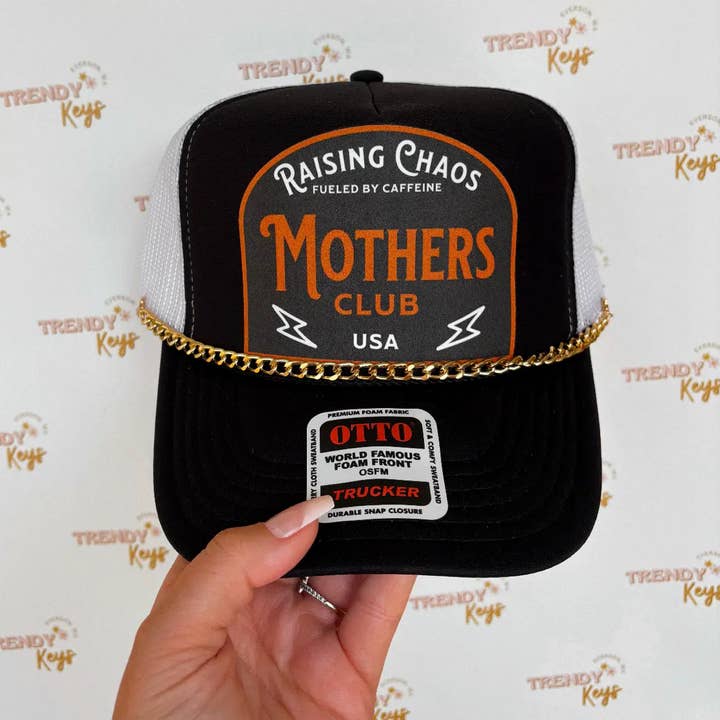 TrendyKeys - Wholesale Trucker Hat - Women's - Raising Chaos Mother’s Club Print Trucker Hat 0