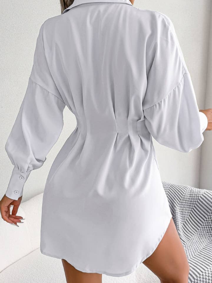 NINEXIS - Wholesale Dress - Women's - CWTSTL1200_LANTERN SLEEVE WAIST ASYMMETRIC SHIRT DRESS15