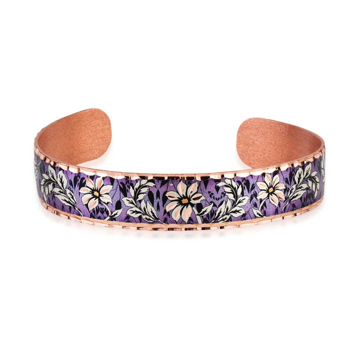 BNF 01 Purple flower Narrow Design adjustable Bracelet for wholesale by COPPER ARTS INC.