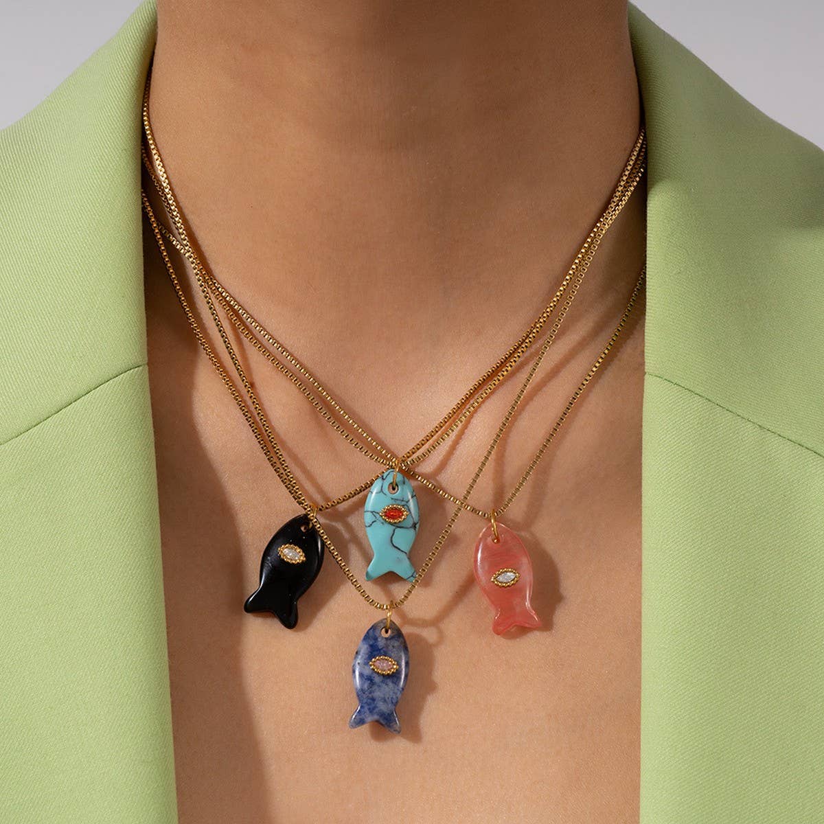 ACCITY - Wholesale Pendant/Charm Necklace - Minimal Fish Pendant Necklace for Beach_CWMM752410