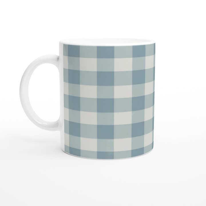 Tasse en céramique à carreaux bleus Country Chic - Décoration de ferme unique pour la vente par Aminelle & Willow
