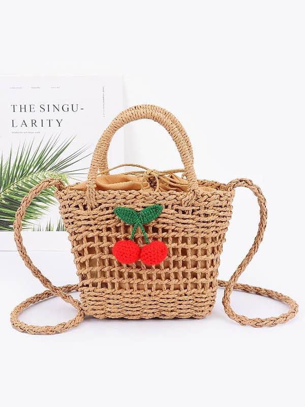 Handmade Faux Straw Cherry Crossbody Bag for wholesale by Shop Neighbors