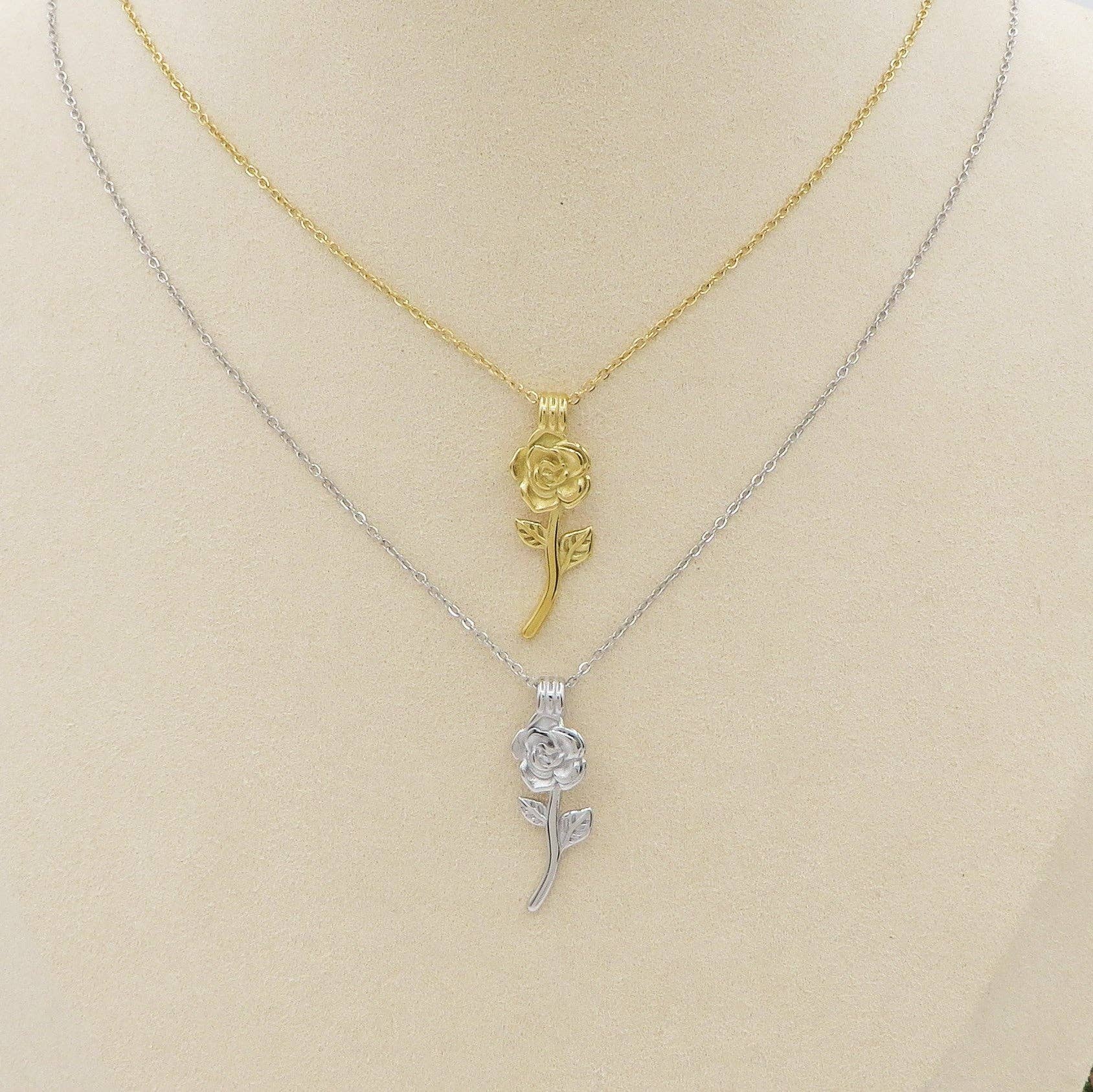 Daemon srls - Wholesale Pendant/Charm Necklace - LA BELLE - ACCIAIO INOSSIDABILE- collana con rosa pendente2