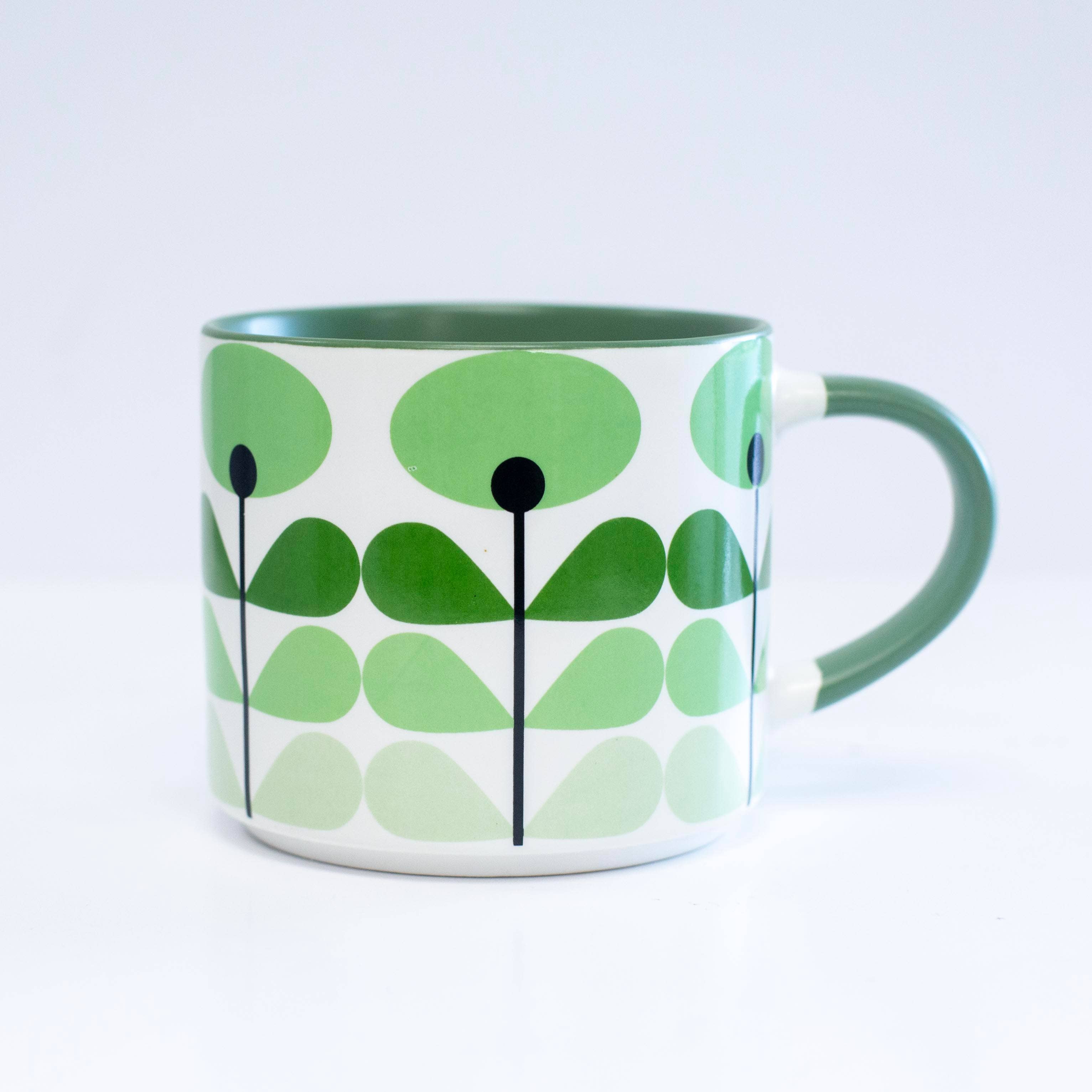Mod Lounge Paper Company - Vendita all'ingrosso Tazza - Tazza da caffè impilabile verde Mod Flower Holiday Mid Century1