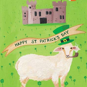 IRISH SHEEP ST. PATRICK'S DAY GREETING CARD 4.5 x 6.25" for wholesale by Calypso Cards LLC