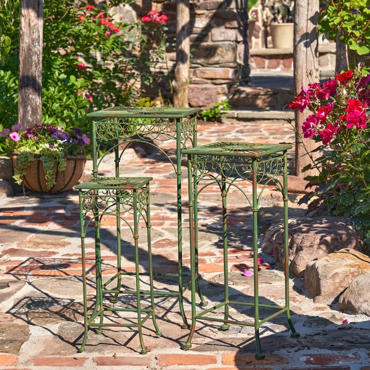 Zaer Ltd. International - Wholesale Plant Pot Stand - Copenhagen 1843 Square Plant Stand Tables - 3PC/Set -Options20