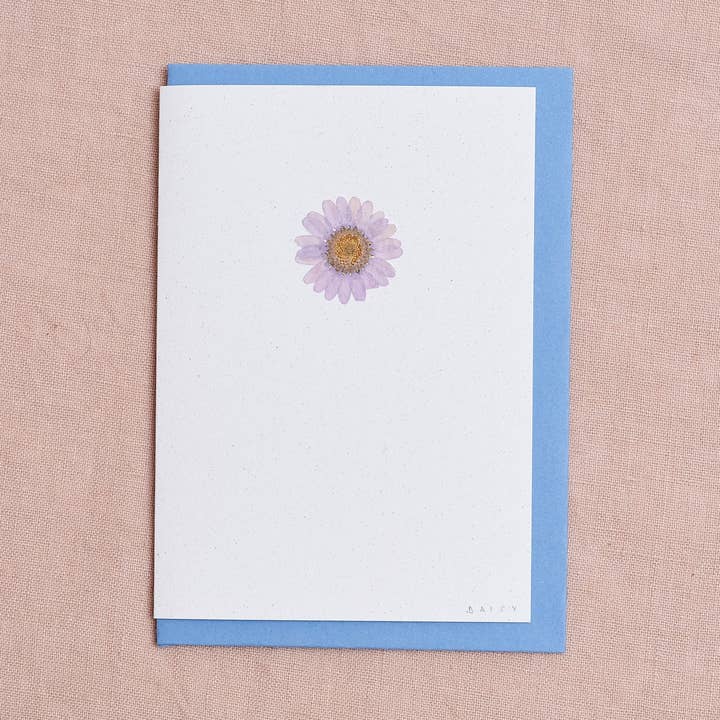 Botanique Workshop - Wholesale Everyday Greeting Card - Real Pressed Flower Greetings Card : Lilac Daisy0