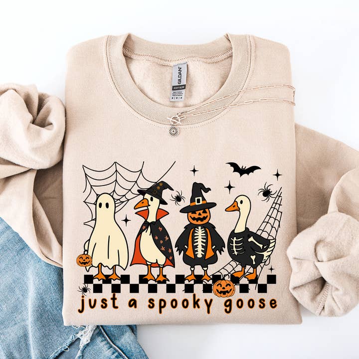 Just A Spooky Goose, Checkered, Halloween, Spooky Sweatshirt for wholesale by Refinery Number One LLC
