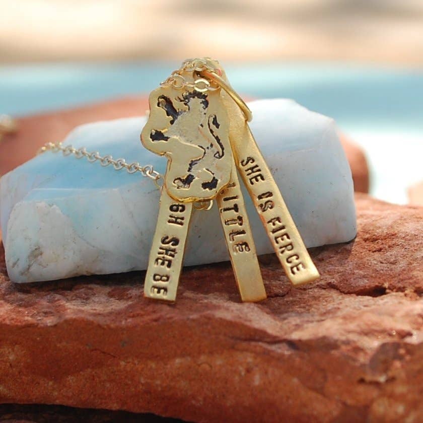 Chocolate and Steel - Wholesale Pendant/Charm Necklace - And though she be but little she is fierce - Shakespeare quote necklace10