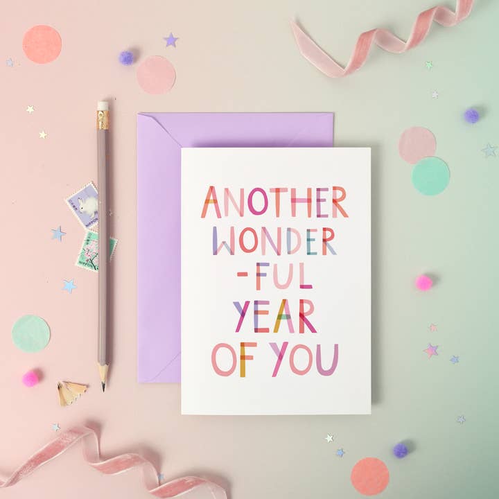 Two For Joy Illustration - Wholesale Verjaardagskaartje - Nog een geweldig jaar van jou — Luxe verijdelde verjaardagskaart0