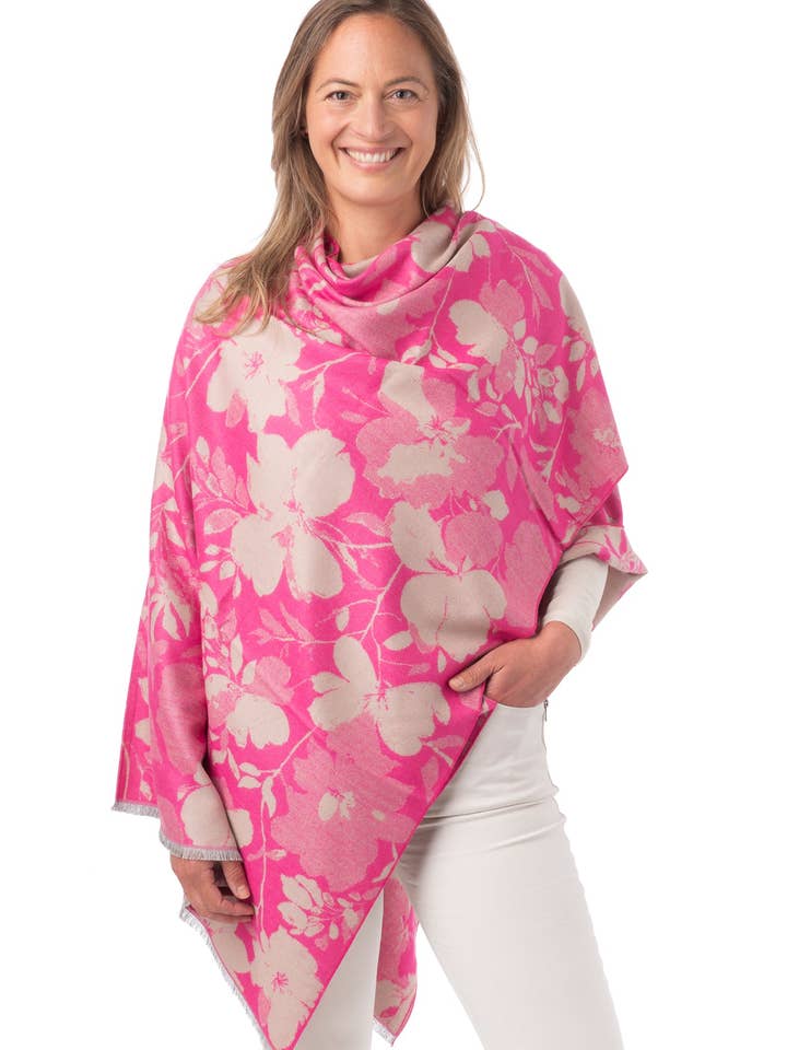 Susanna FB199 - Fuchsia / Beige Dames Zachte Wikkel Sjaal voor wholesale door Franchetti Bond