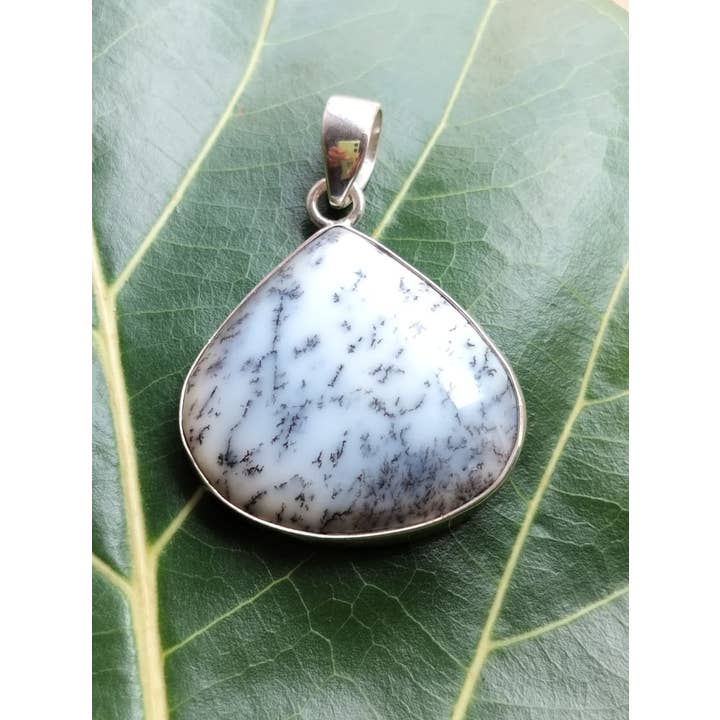 SILVER CAVE – wholesale Individual charm/pendant – Natural Dendrite opal Cabochon 925 Silver Unisex Pendant4